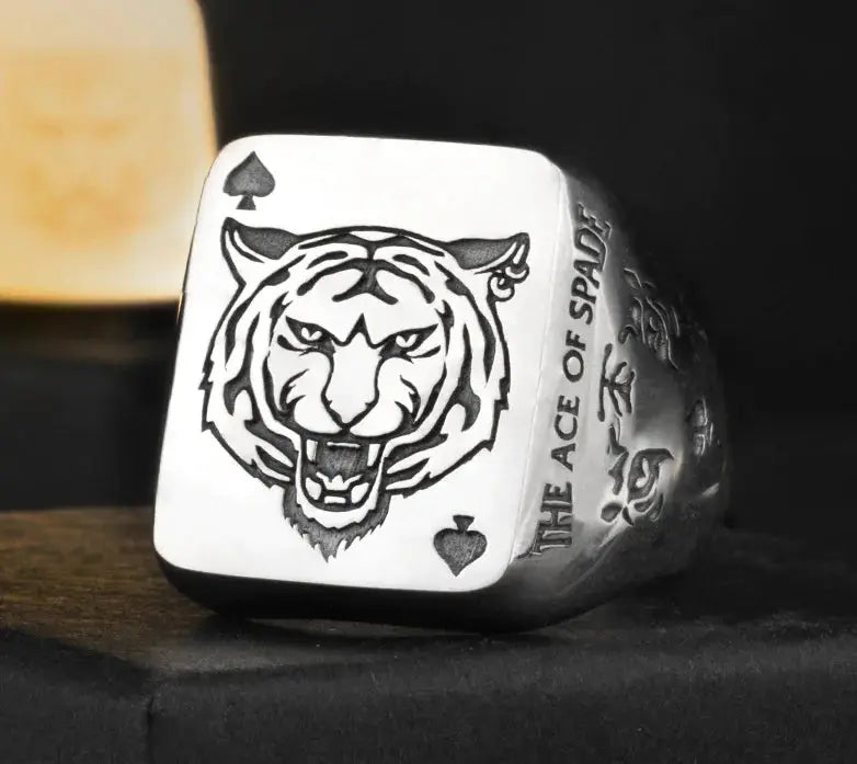 Trendy Silver Spade Ring - Chinese Zodiac Tiger Year KrazySales