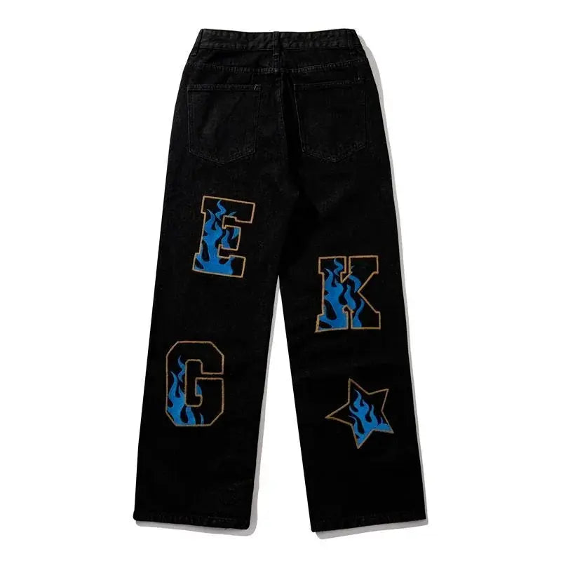 Retro American Hip-Hop Wide Leg Jeans for Men KrazySales