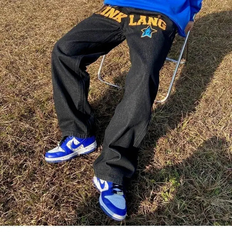 Retro American Hip-Hop Wide Leg Jeans for Men KrazySales