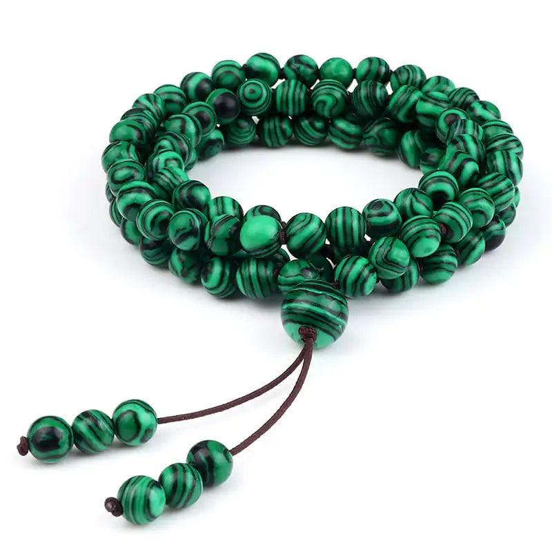 Men's Natural Stone Malachite 108 Beaded Necklace KrazySales