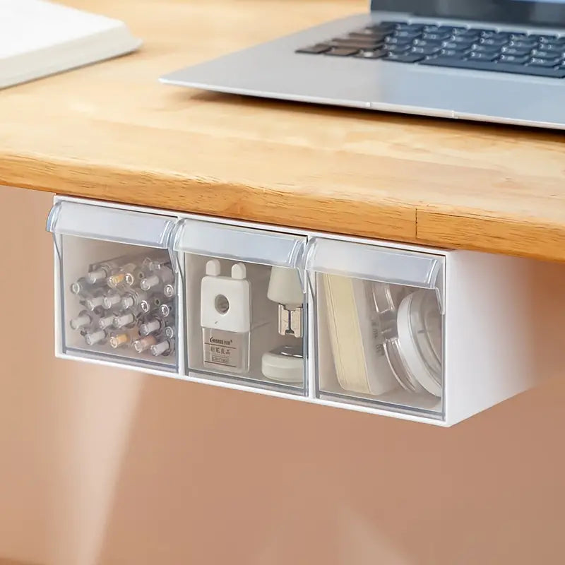 Under Desk Drawer Organizer Box with Multi-grid Storage KrazySales