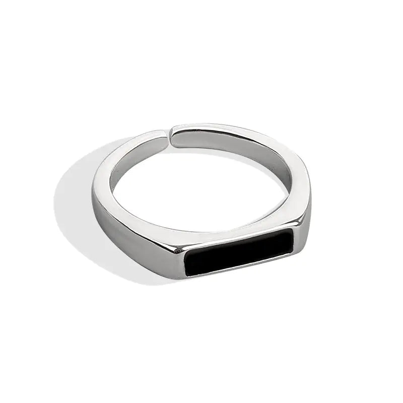 Sterling Silver Black Ring with Cool Wind Design