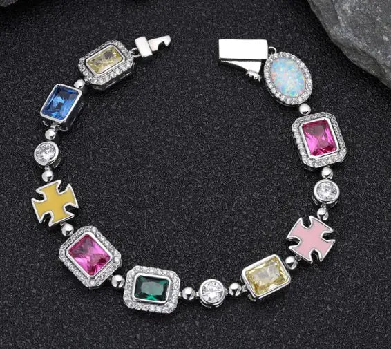 Gold-Plated Hip-Hop Gemstone Necklace