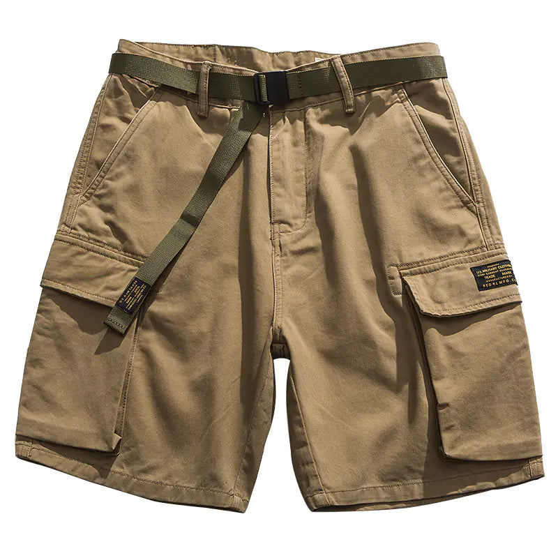 Multi-Pocket Khaki Army Green Work Shorts